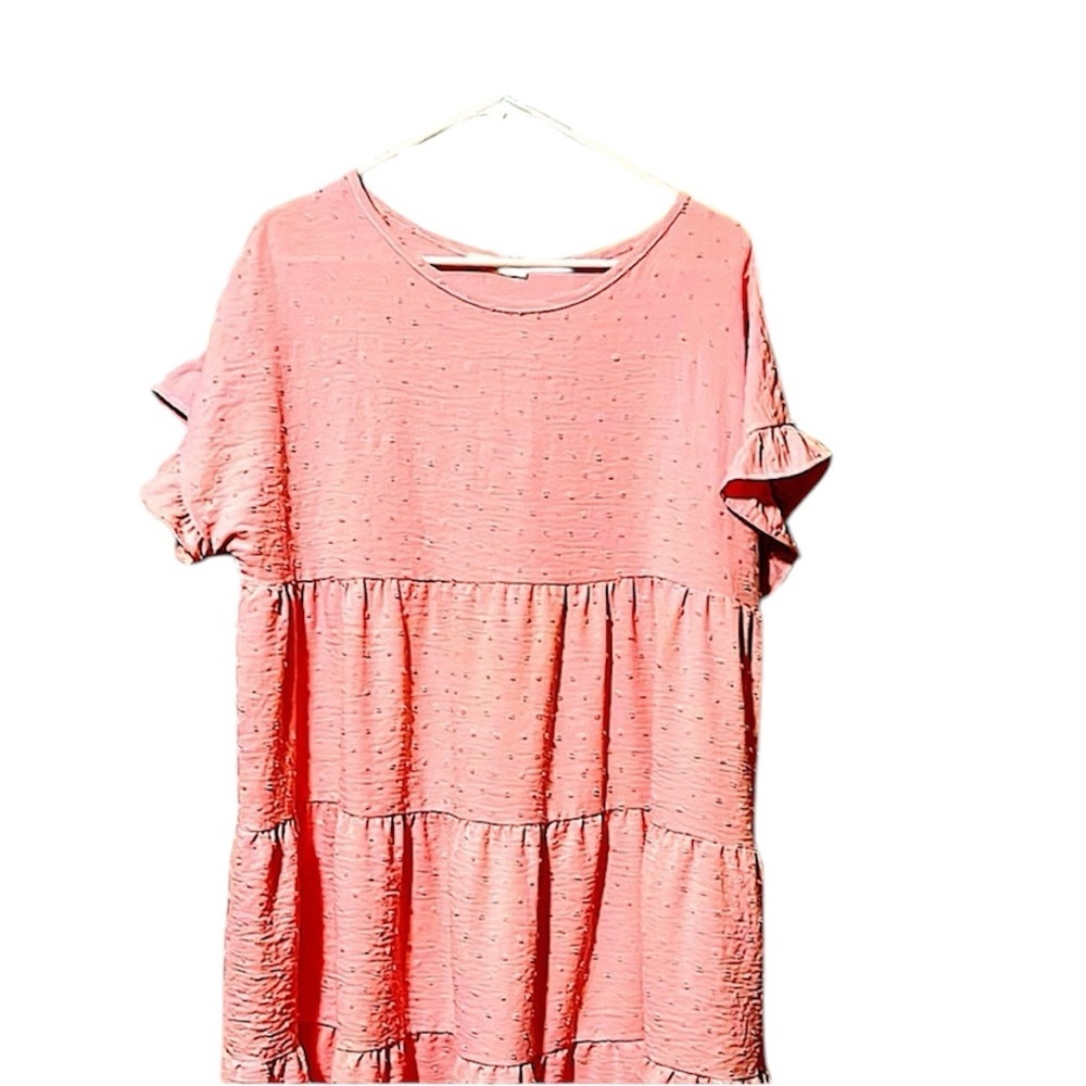 Pink Ruffle Sleeve Tiered Dress